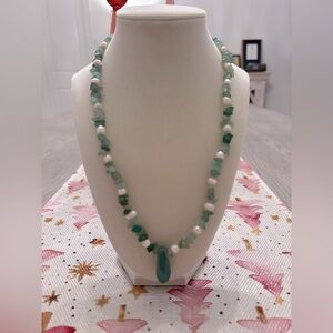 Multi Stone Necklace In Light Jade & Pastel Colors